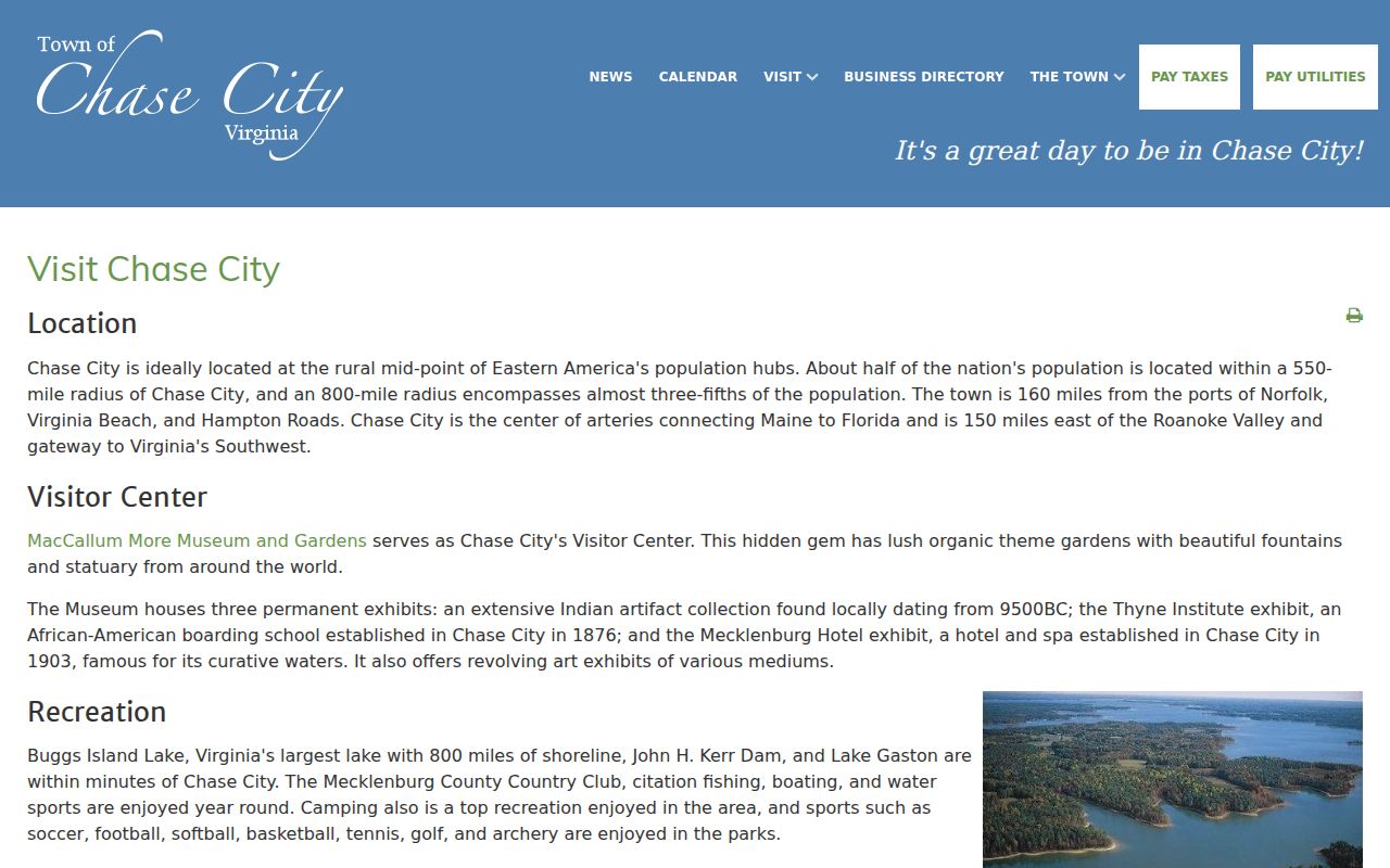 Official Chase City history webpage