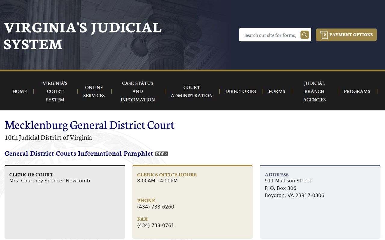 Mecklenburg County General District Court criminal docket information