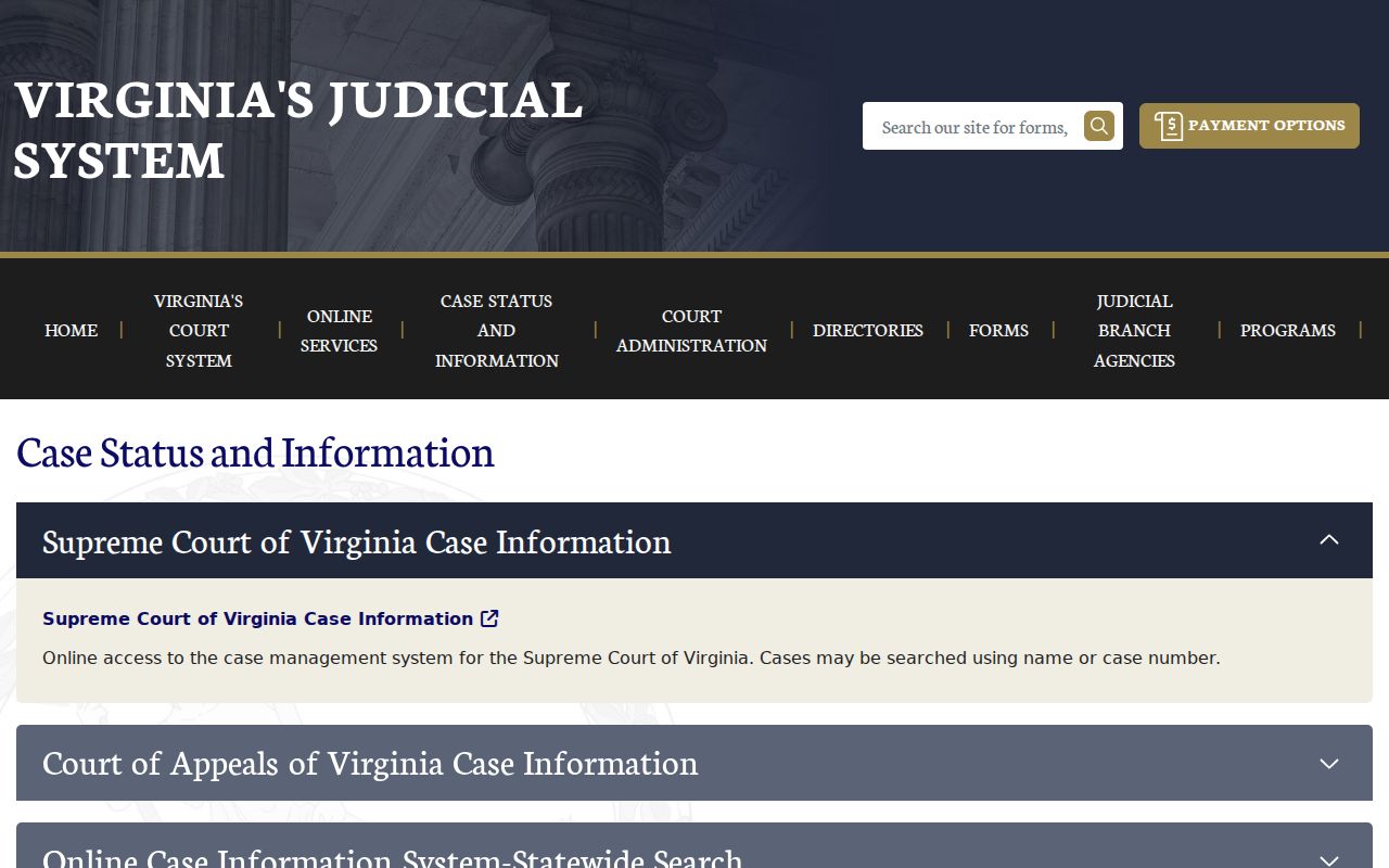 Virginia OCIS search for Mecklenburg County court case records