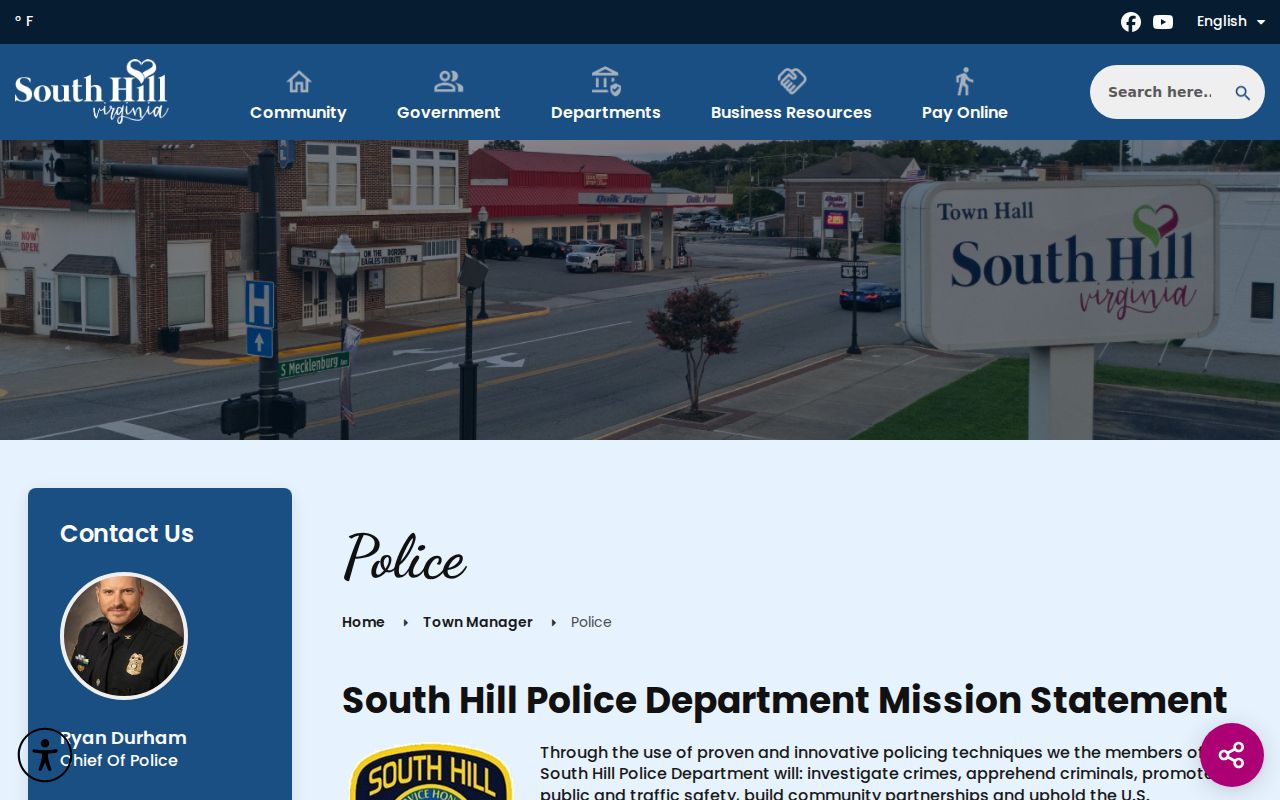Official South Hill Police Department information page